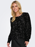 Black Sequin Bow Back Top