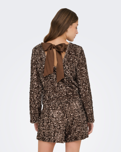 Chestnut Sequin Shorts