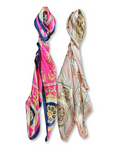 Fuchsia Lion Pattern Silk Touch Square Scarf