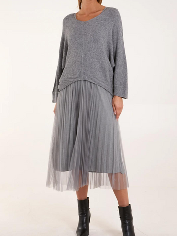 Grey 2 in 1 Batwing Jumper Dress