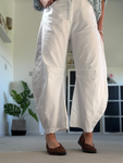 White Cotton Barrel Leg Jeans