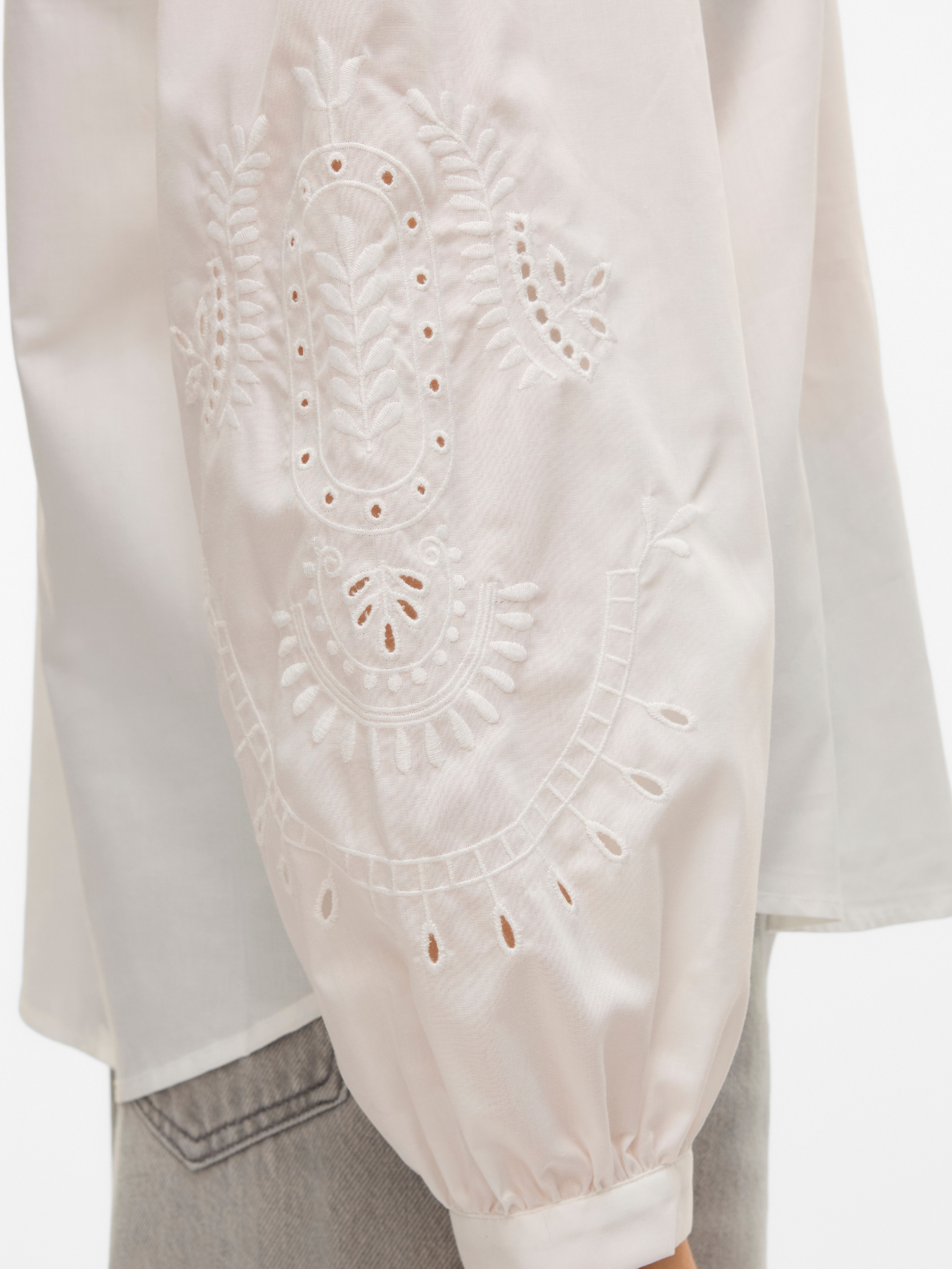 Navy Embroidery Anglaise Sleeve Blouse