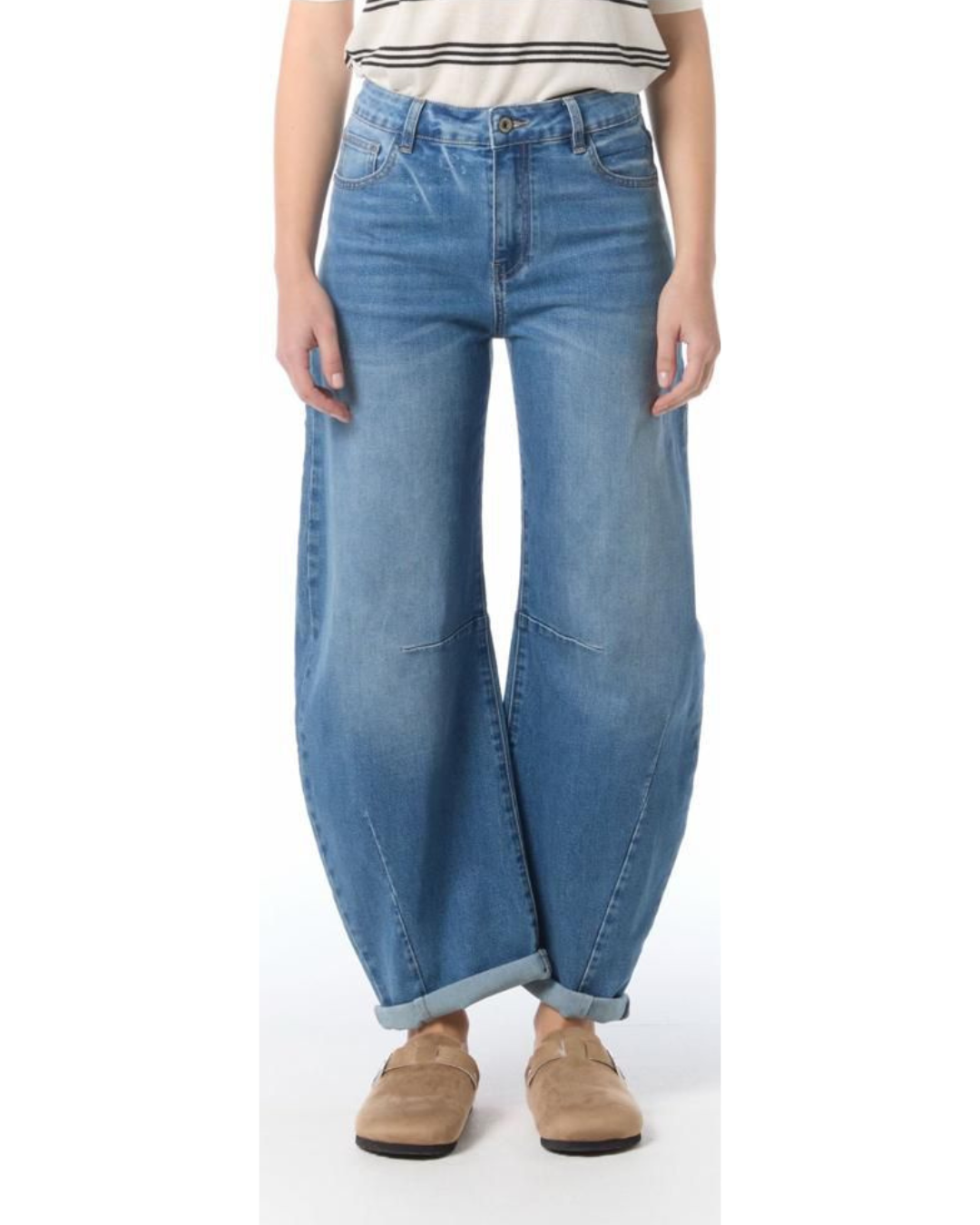 Light Denim Barrel Leg Jeans