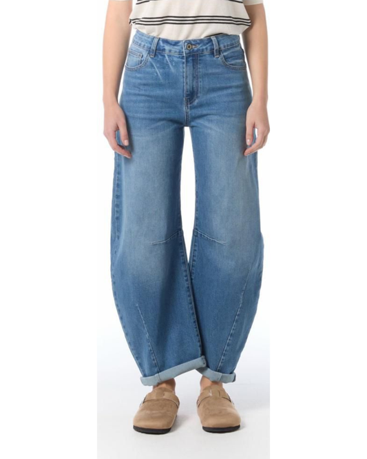 Light Denim Barrel Leg Jeans