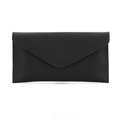 Black Leather Envelope Clutch Bag
