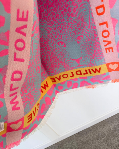 Blue "Wild Love" Oversized Scarf