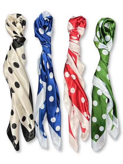 Navy/White Polka Dot Silk Touch Square Scarf