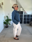 White Cotton Barrel Leg Jeans