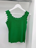 Green Scallop Edge Vest Top