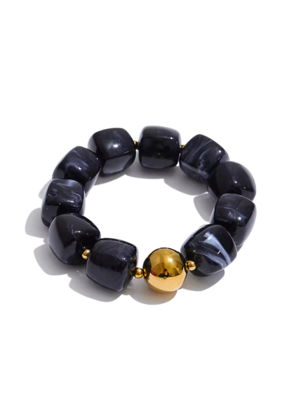 Black Chunky Acrylic Bead Bracelet