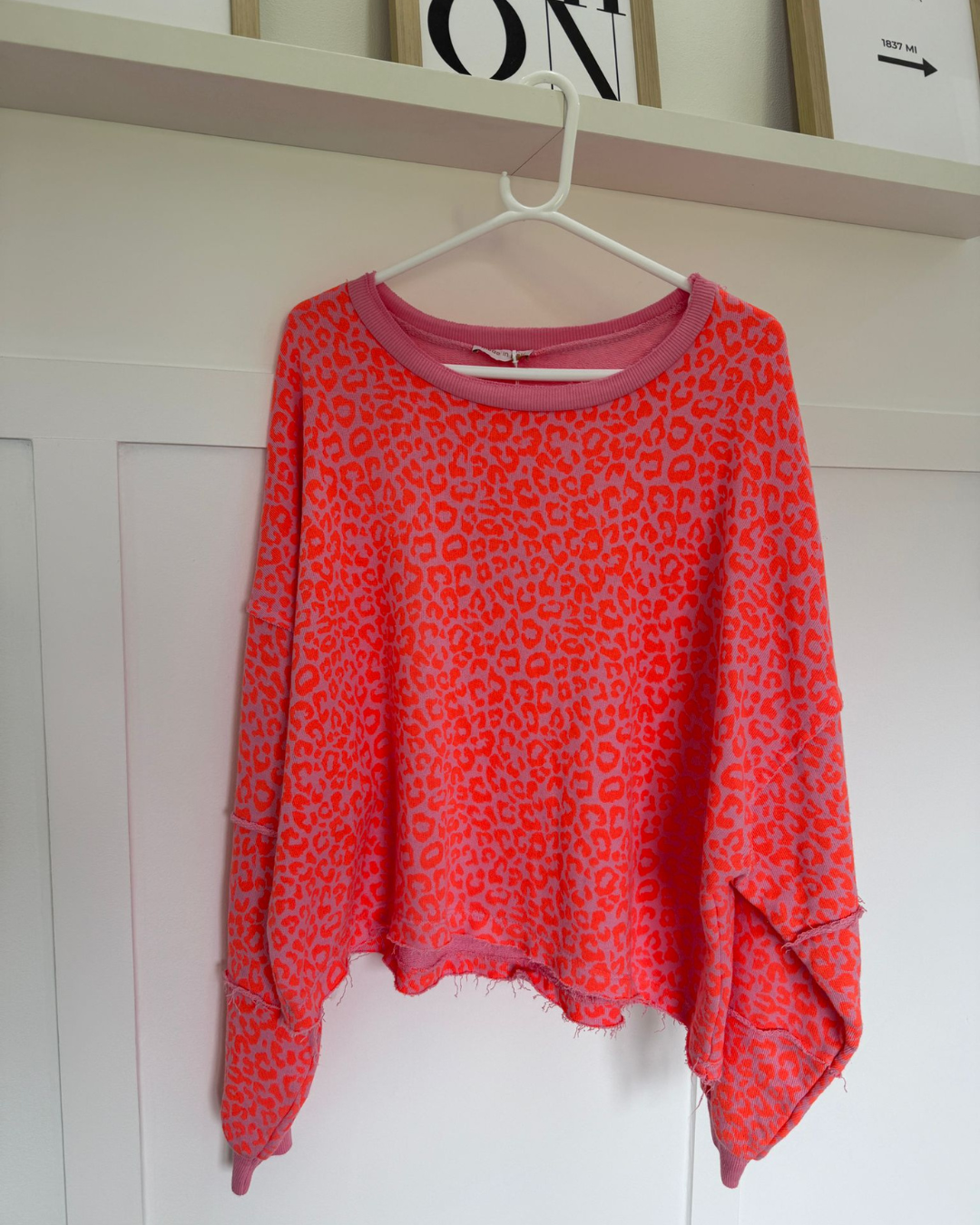 Neon Pink Leopard Oversized Sweatshirt