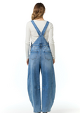 Blue Denim Barrel Leg Dungarees