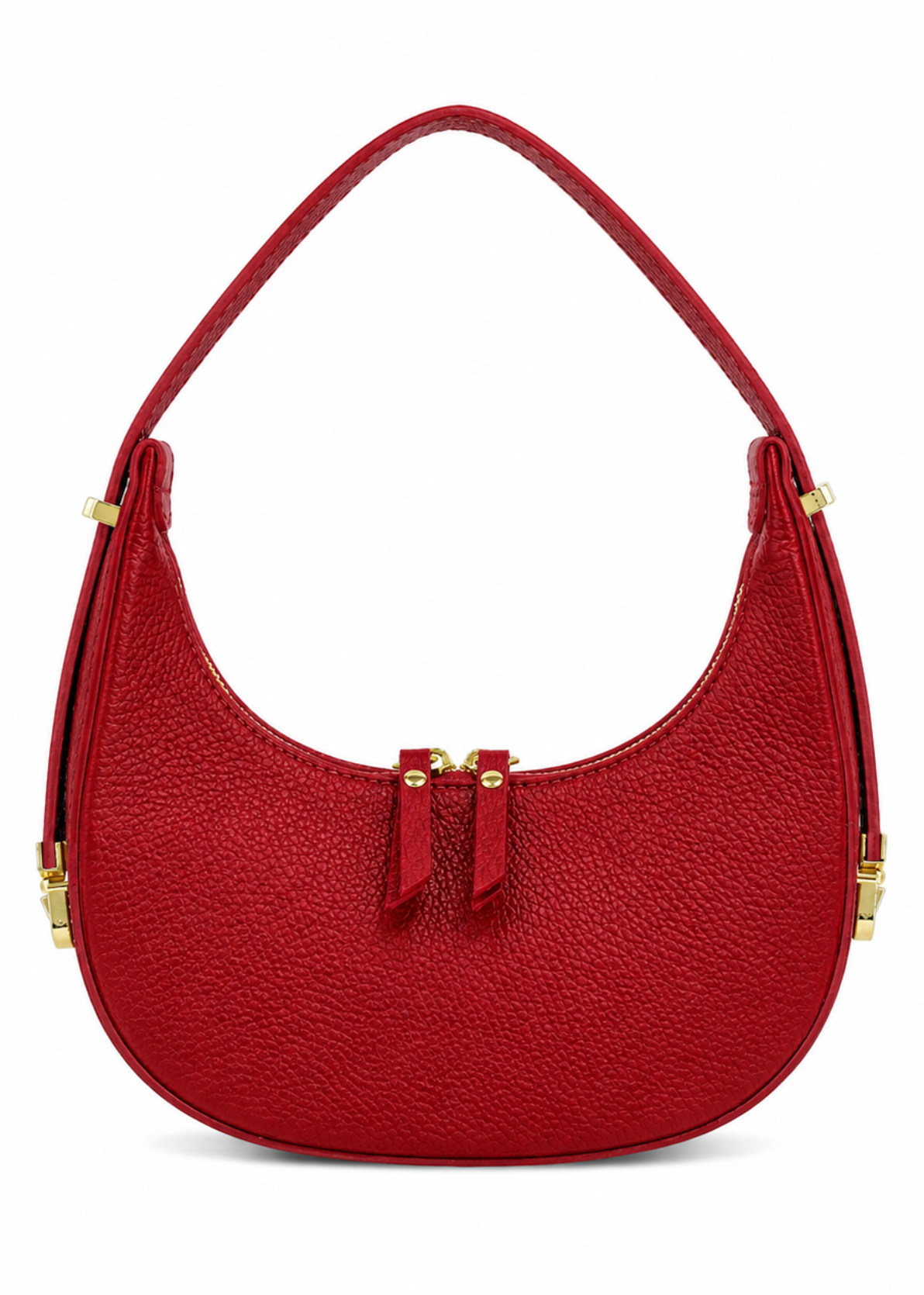 Red Leather Small Round Shoulder Bag