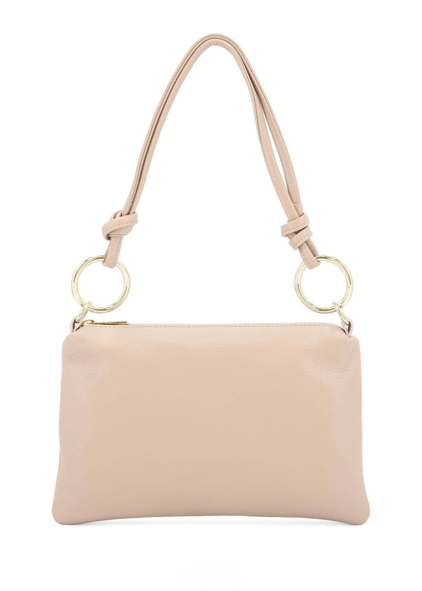 Black Leather Gold Ring Shoulder Bag