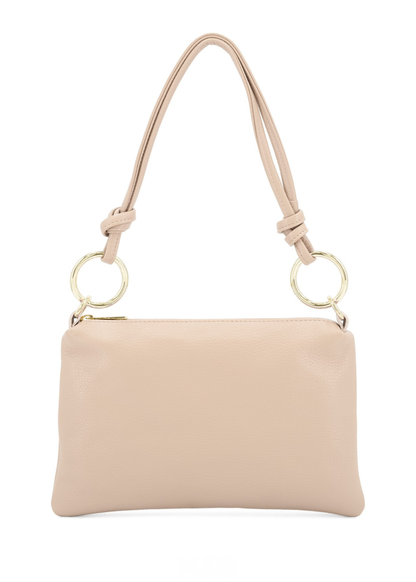 Black Leather Gold Ring Shoulder Bag