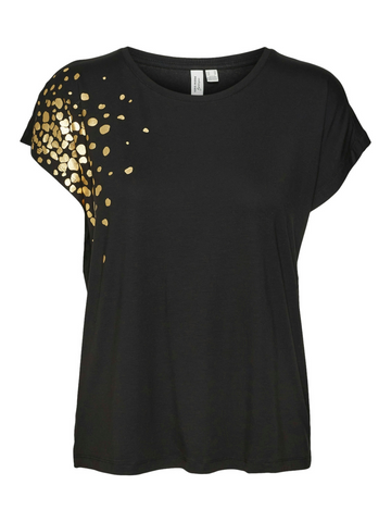 Rava Black/Gold Foil Shoulder T Shirt