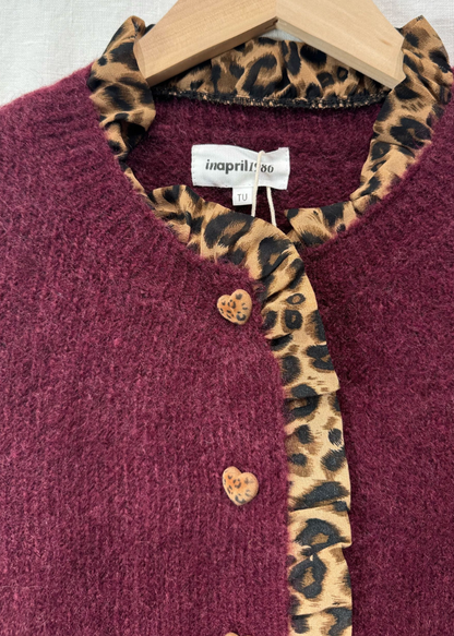 NEW Chocolate Leopard Trim Crew Neck Cardigan - PRE-ORDER