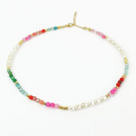 Pearl and Rainbow Bead Bracelet