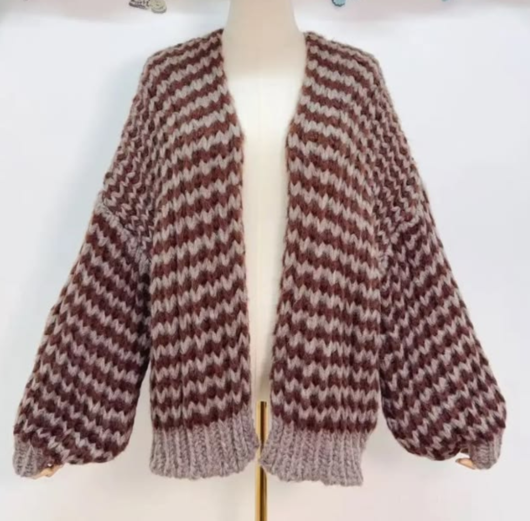 Hot Pink/Red Cosy Stripe Cardigan