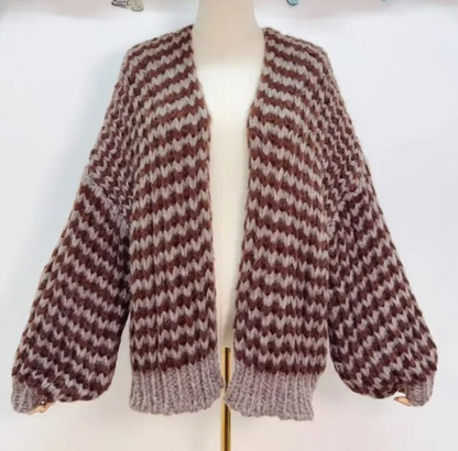 Hot Pink/Red Cosy Stripe Cardigan