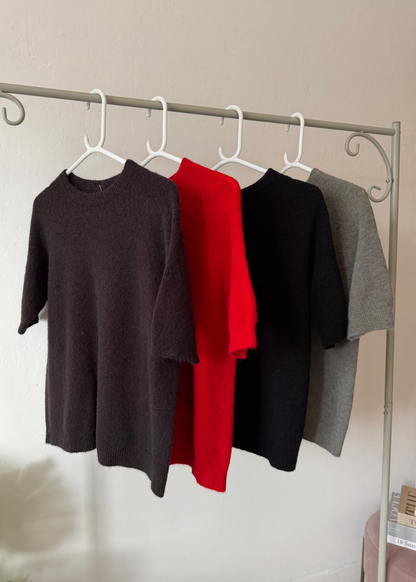 Black S/S Alpaca Mix Jumper