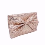 Silver Large Bow Glitter Clutch Bag