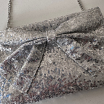 Rose Gold Large Bow Glitter Clutch Bag