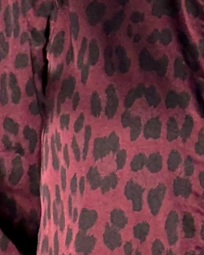 Dark Chocolate Leopard Silk Mix Bomber Jacket