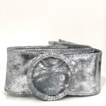 Silver Suede Wide Buckle Belt