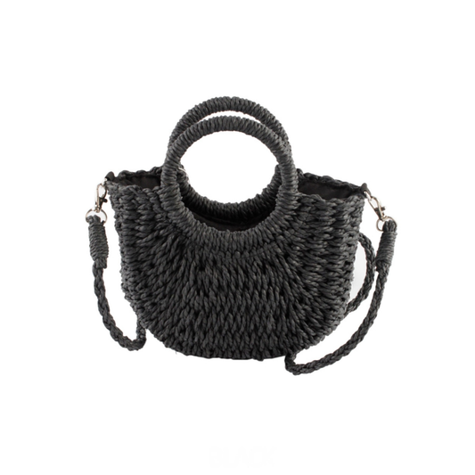 Black Small Basket Top Handle Crossbody Bag