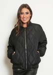 Black Quilted Puffer Bomber Jacket