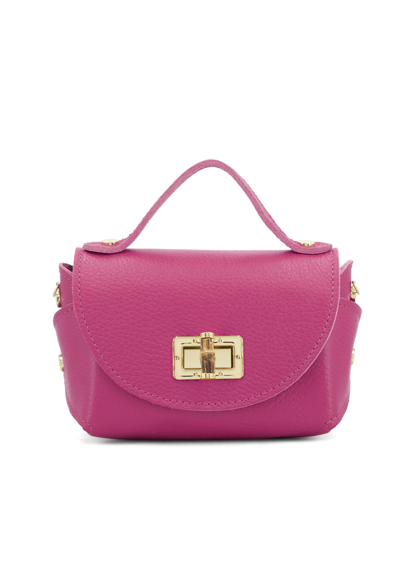 Black Bamboo Twist Lock Leather Mini Bag