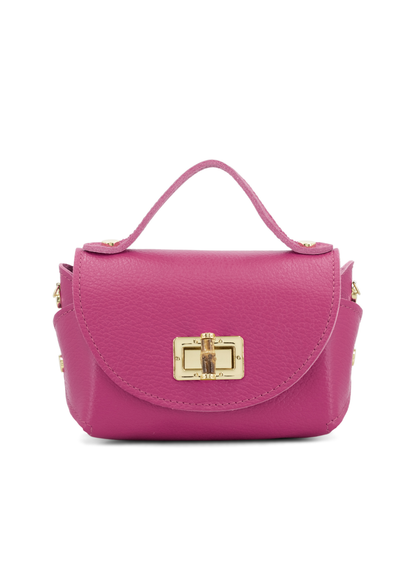 Black Bamboo Twist Lock Leather Mini Bag