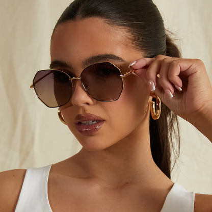 SORRENTO Brown/Gold Hex Sunglasses