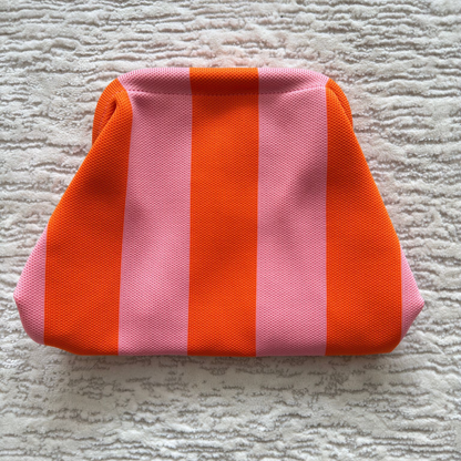 Orange/Pink Woven Stripe Soft Pouch Clutch Bag