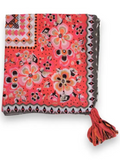 Cream/Pink Summer Flower Tassel Square Scarf
