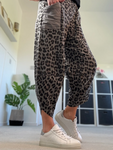 Khaki Leopard Pocket Slim Barrel Cargo Joggers