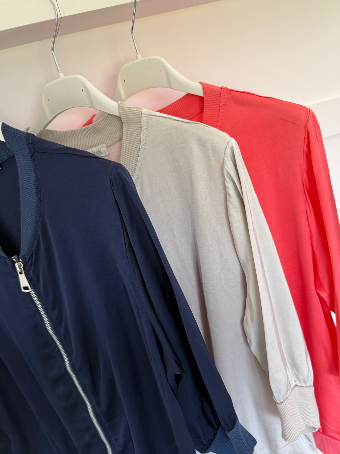 Navy Silk Mix 1/2 Sleeve Bomber Jacket