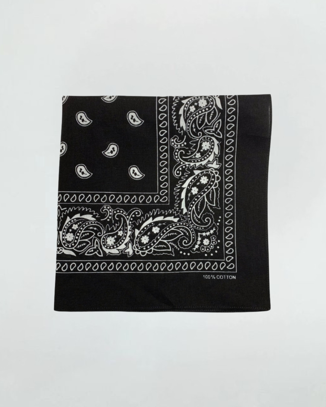 Black Bandana Pure Cotton Paisley Print Square