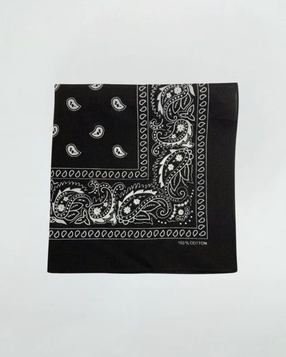 Black Bandana Pure Cotton Paisley Print Square
