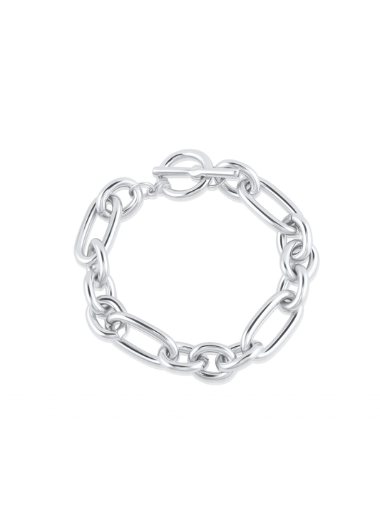Silver Maude Oval Link T-Bar Statement Bracelet