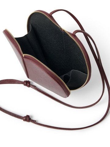 Burgundy Leather Heart Bag