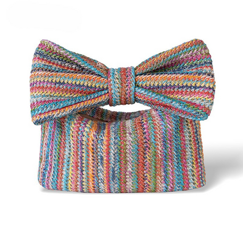 Rainbow Straw Bow Clutch Bag