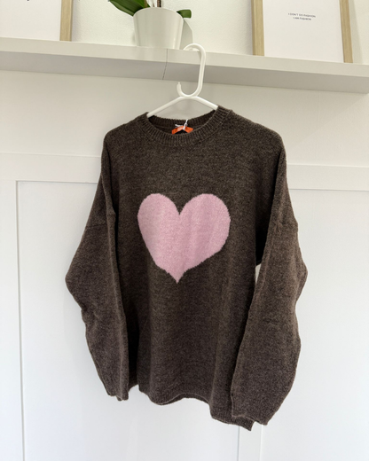 Denim Blue/Pink Heart Jumper