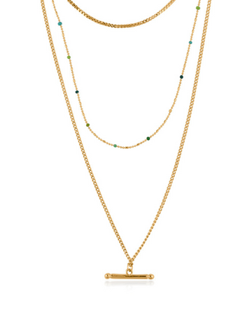 NEW Gold/Blue Camille Long 3 Layered Necklace