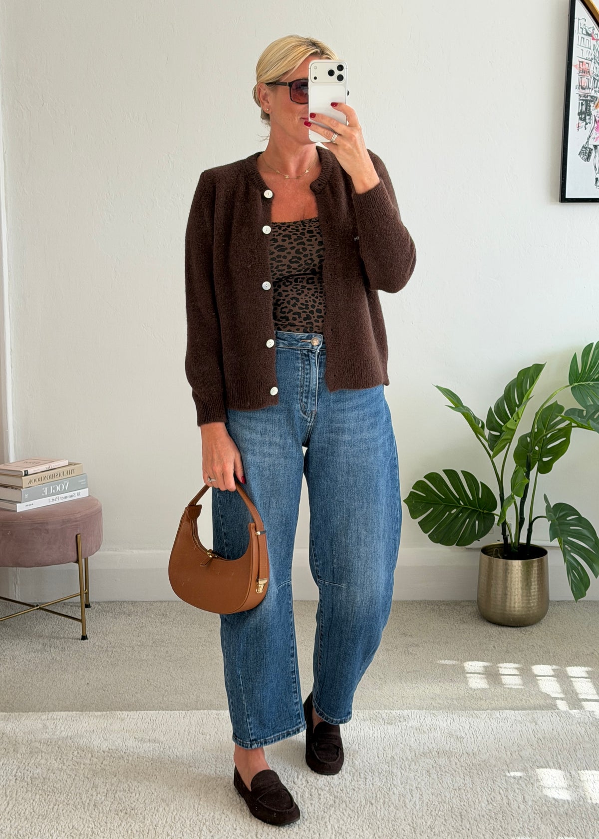 Chocolate Alpaca Mix Button Cardigan
