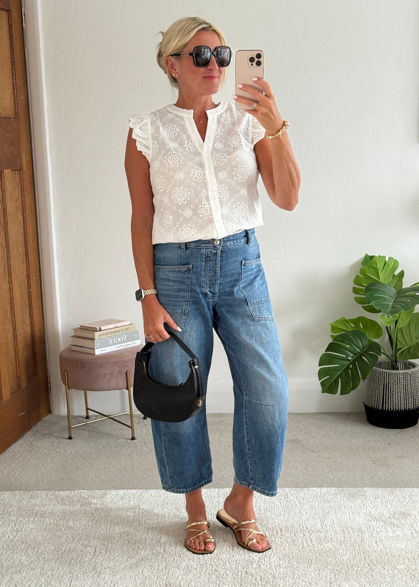 White Floral Broderie Anglaise Blouse