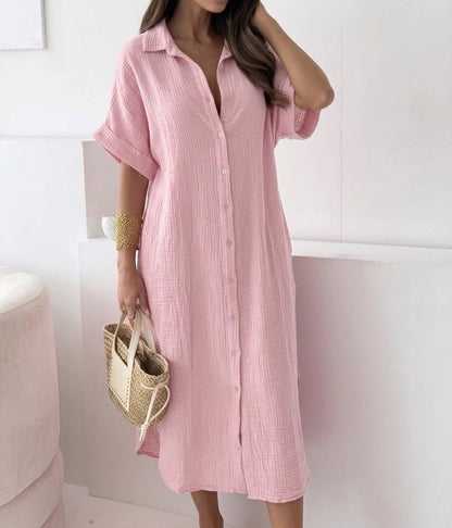 Black Cheesecloth Midi Shirt Dress