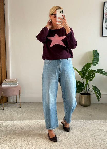 Plum/Pink Cashmere Mix Star Jumper