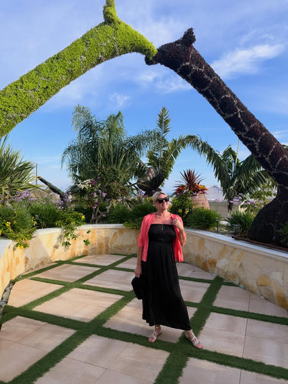 Black Strapless Shirred Dress